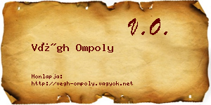 Végh Ompoly névjegykártya